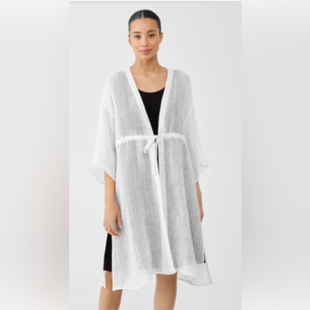 Eileen Fisher linen translucent jacket